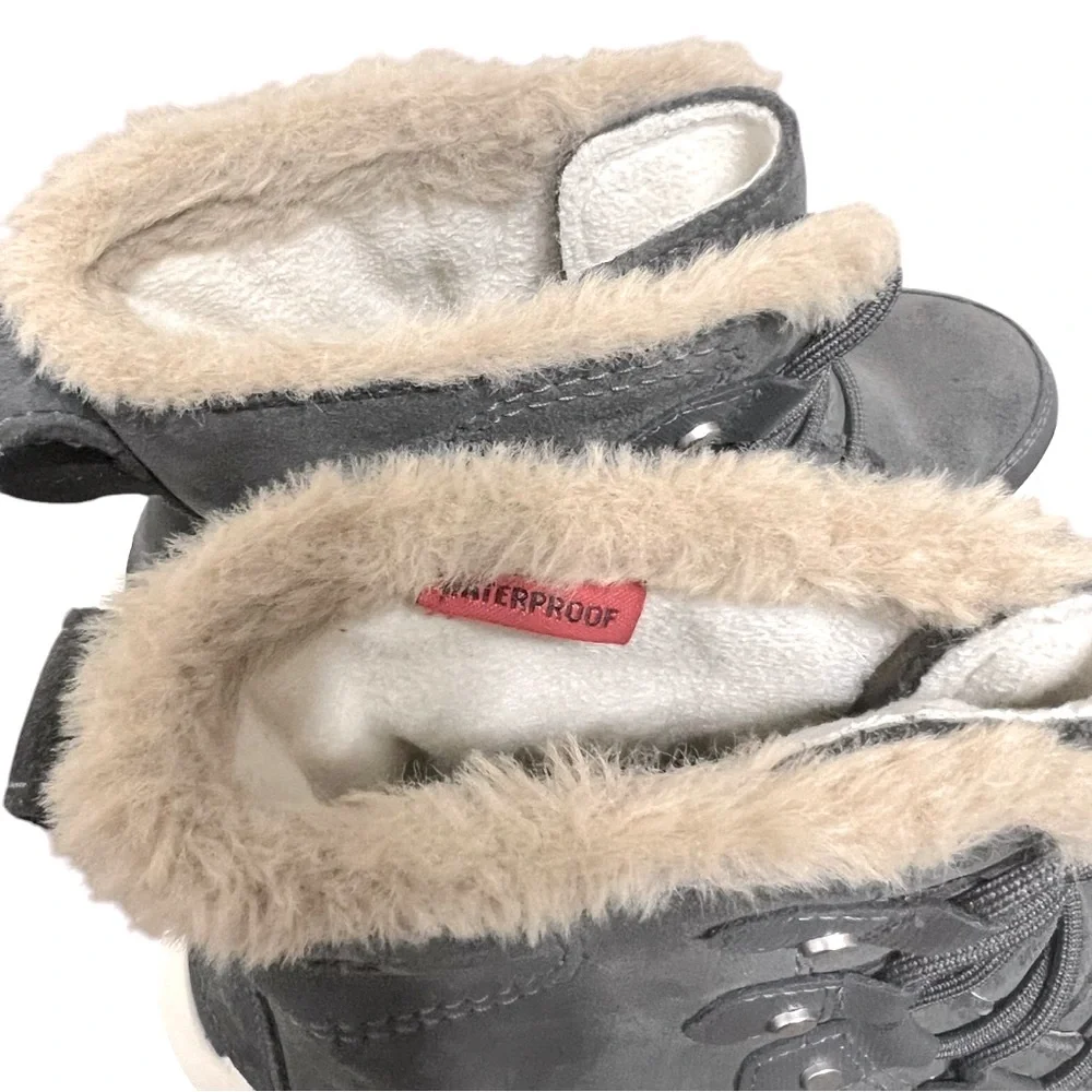 Sorel Explorer II Joan Faux Fur Waterproof Grill Fawn Boots Gray Womens Size 6.5